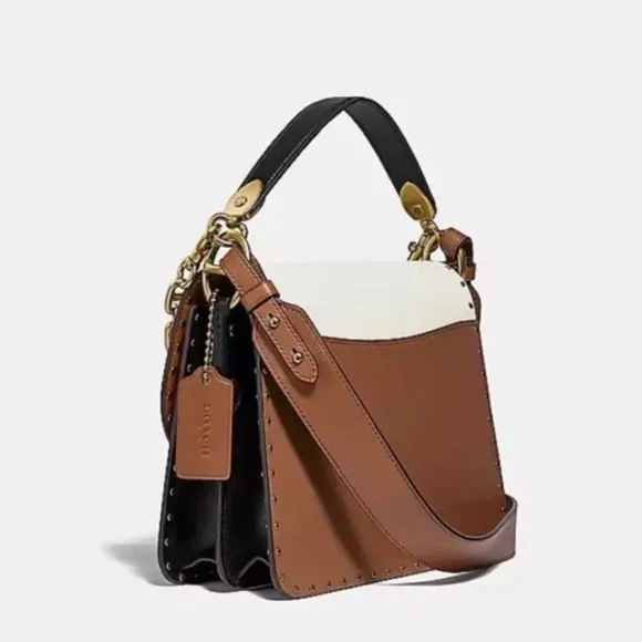 COACH C4595 Beat Shoulder Bag In Colorblock With Rivets $595 NWT - Picture 2 of 9